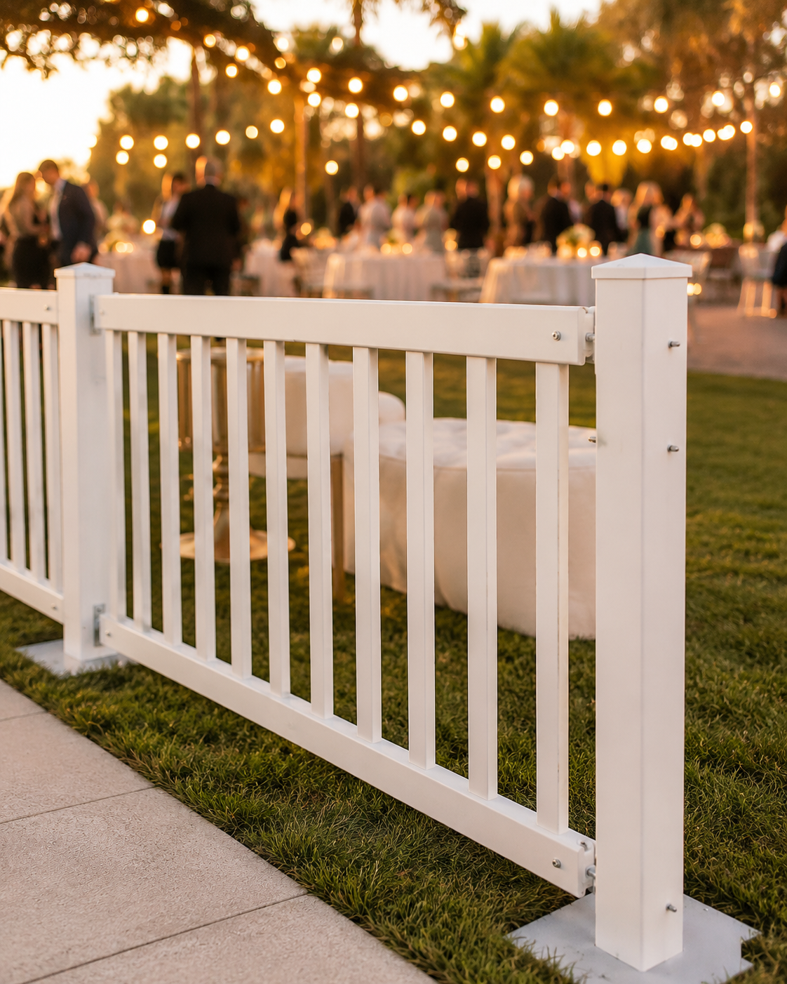 White Vinyl Temporary Event Picket Fence Rental