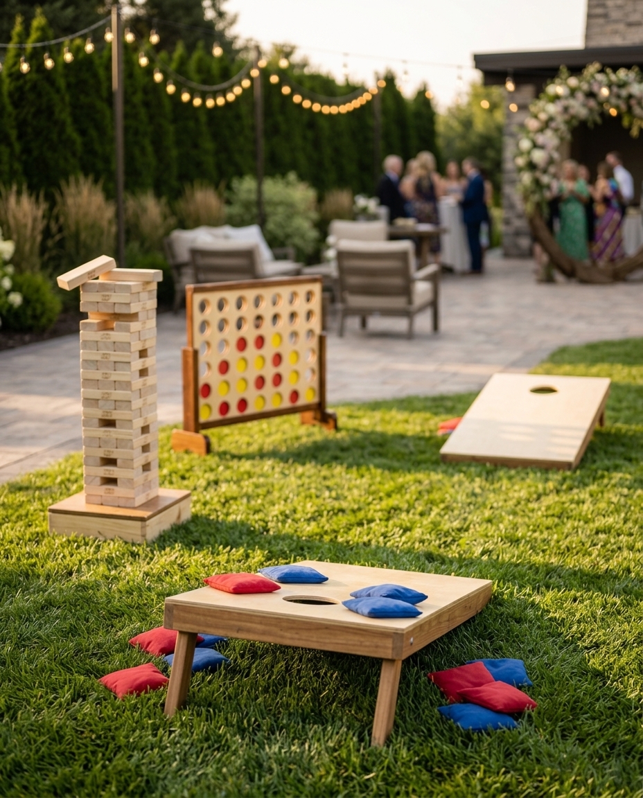 Yard Game Bundle Rental — Cornhole, Giant Jenga & Connect 4